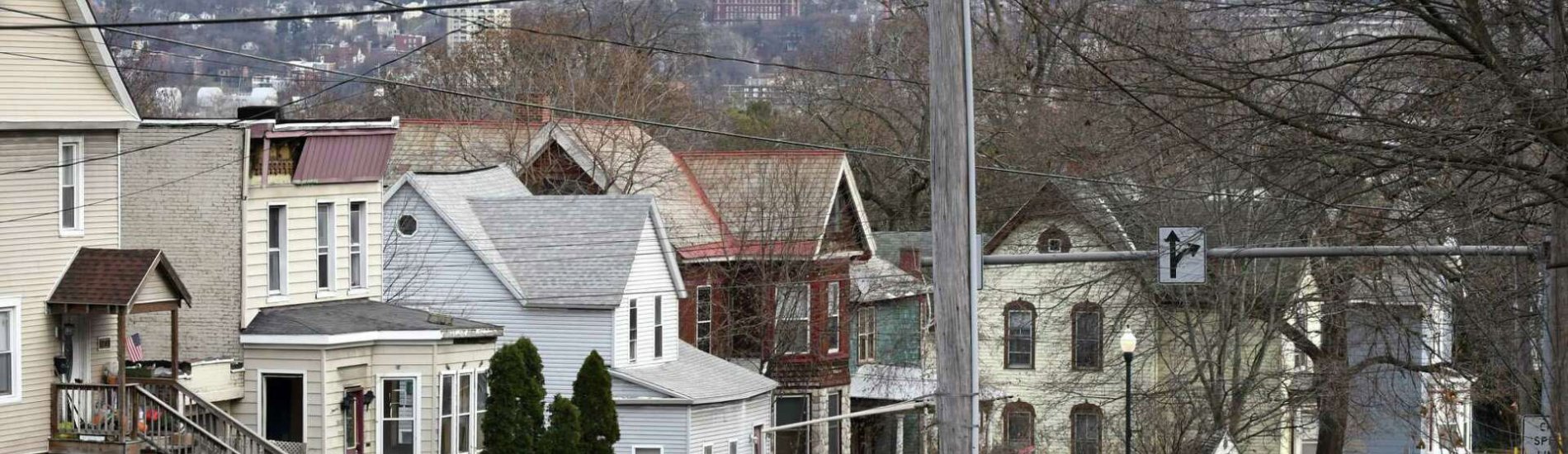 A street of houses in Watervliet, N.Y.