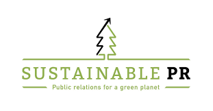 Sustainable PR logo, with "Public relations for a green plant" slogan