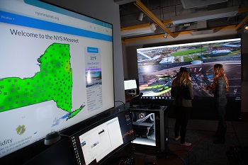 Researchers at the xCITE laboratory, a state-of-the-art data and visual analytics center, will be involved with the NSF institute. (Photo by Patrick Dodson)