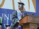 Undergraduate ceremony speaker Joel Shawn Amad Livingston ’12 shares his moving story about overcoming challenges associated with growing up in a single-parent household, poor academic performance in middle and high school, and finding the right fit in college. The Reclassifying All Children Equally (RACE) Organization founder graduated magna cum laude and will pursue an M.S.W. at Columbia University in the fall. 