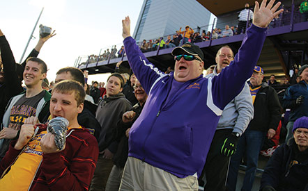 Alumni cheer on Great Danes in newly opened stadium