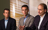 David Axelrod, David Plouffe and Jon Favreau at the World Within Reach Speaker Series
