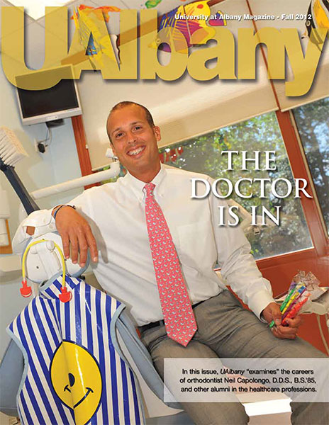 Fall 2012 UAlbany magazine cover The Doctor Is In