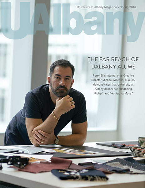 Spring 2016 UAlbany Magazine Cover, The Far Reach of UAlbany Alums