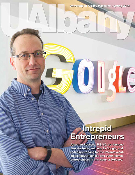 Spring 2014 UAlbany Magazine Cover, Intrepid Entrepreneurs