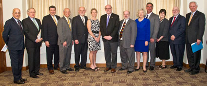Award recipients and deans of several UAlbany schools and colleges