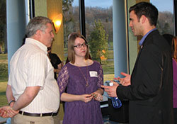 Paul Dybas speaks to accepted students at reception in Syracuse