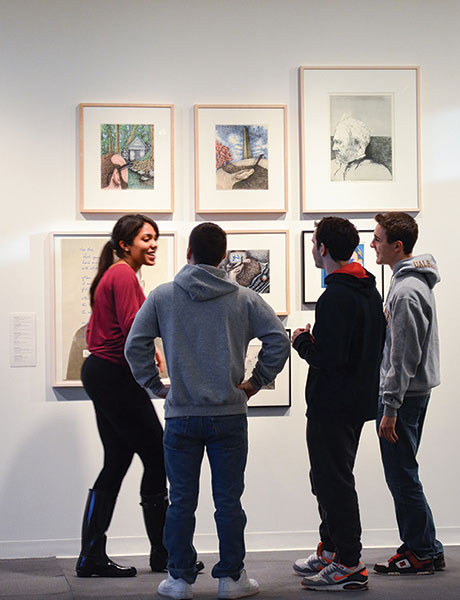 Students discuss exhibit at University Art Museum
