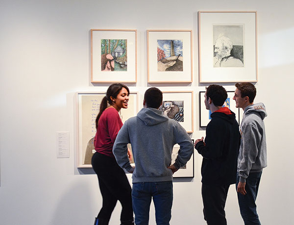 Students discuss art at the University Art Museum