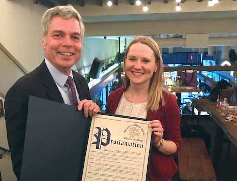 Mayor Roach with UAlbany Alumni Day proclamation