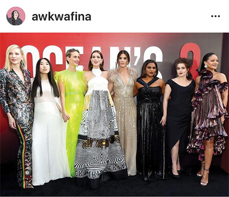 Group photo of Nora and Ocean's 8 cast on Instagram