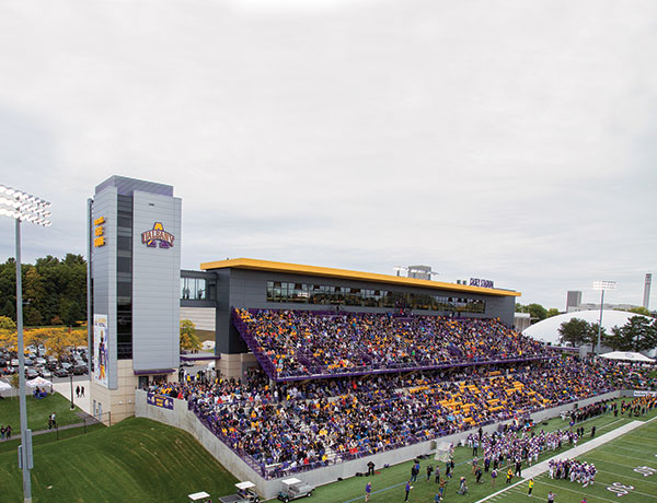The crowd gathers at Casey Stadium for a football game