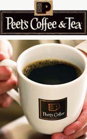 Peet's Coffee & Tea cup of coffee and logo