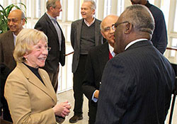 Dr. Jones chats with faculty and administrators