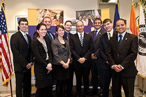 Mark Patterson and UAlbany students at business leaders breakfast