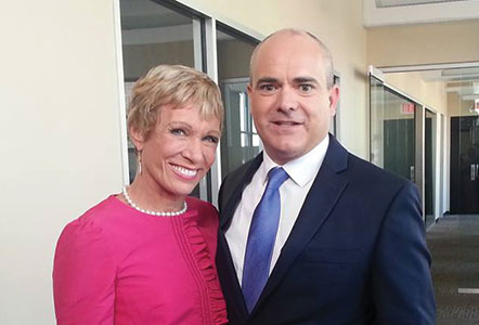 Kevin Clancy poses for a picture with Barbara Corcoran from ABC's Shark Tank