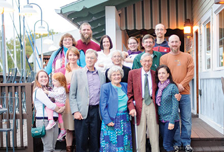 Schule family pose for a picture as they celebrated Jacob Schuhle's 90th birthday