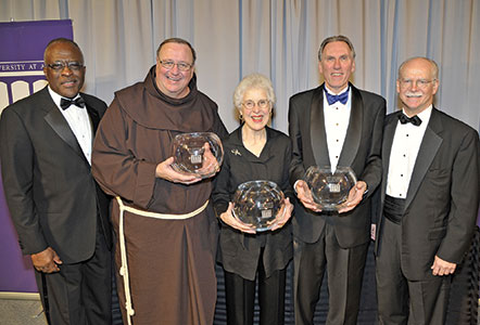 Honorees at the 35th Anniversary of the Citizen Laureate Awards pose for a photo with Presidents Jones and Hearst