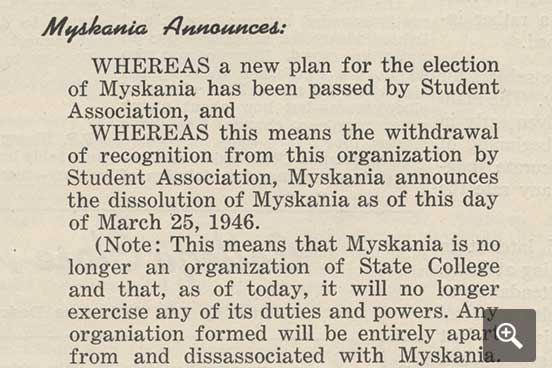 Myskania Announcement
