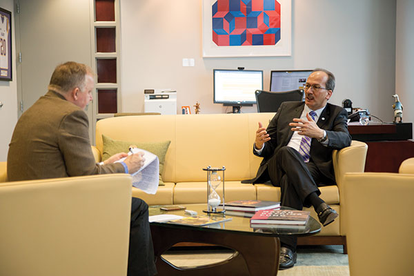 Paul Grondal and President Rodriguez meet for an interview