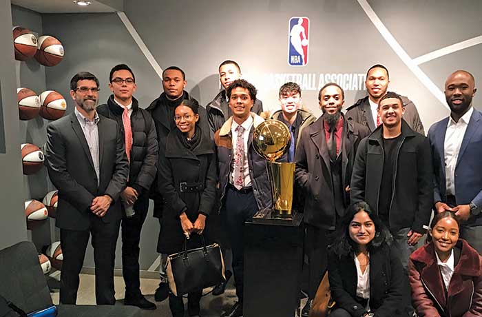 Chris Brennan host students interested in learning about working with the NBA