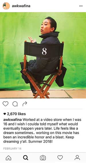 Awkwafina on movie set