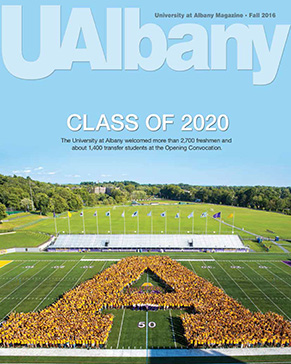 The Fall 2016 cover featured the UAlbany class of 2020