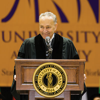 Senator Chuck Schumer honored at UAlbany commencement ceremonies