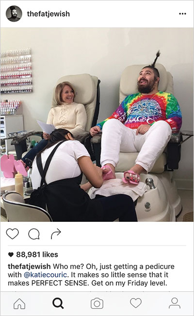 Ostrovsky and Katie Couric get pedicures