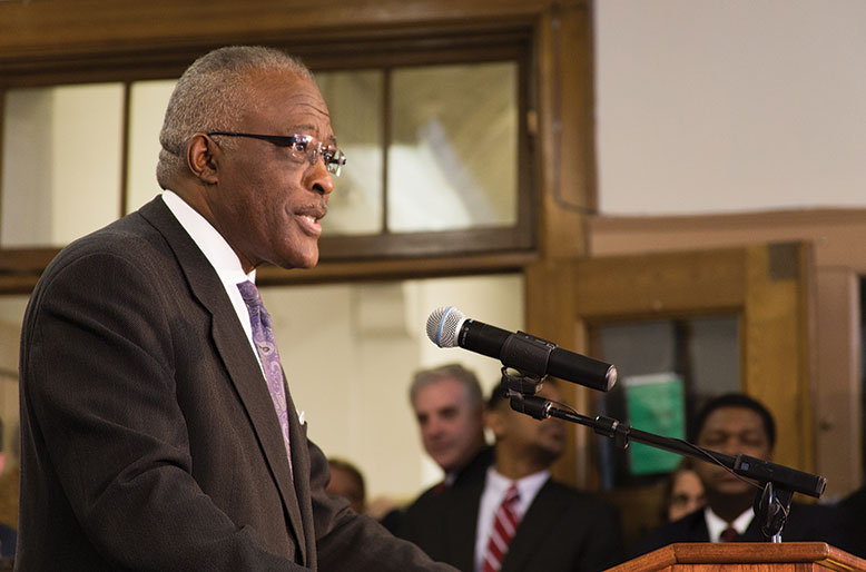 President Jones speaks at news conference about CEAS