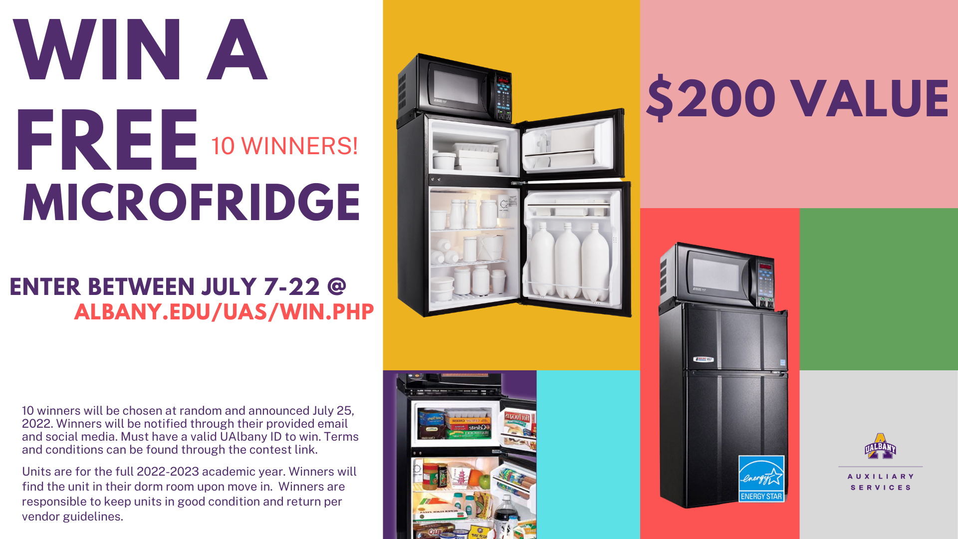 MicroFridge Giveaway. Enter to win by July 22, 2022. 10 Winners